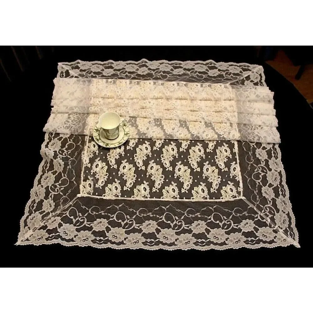 NEW BIG LONG WHITE GOLD LACE MANTEL DRESSER SCARF TABLE RUNNER